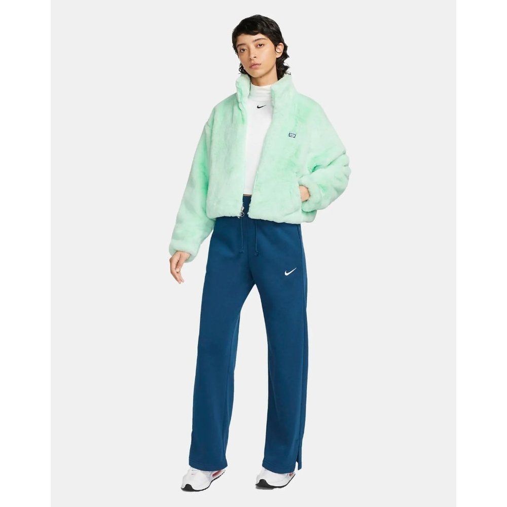 Nike Sportswear Icon Clash Mint Green Faux Fur Pocket Full Zip Jacket Sz L NWT - Picture 1 of 6